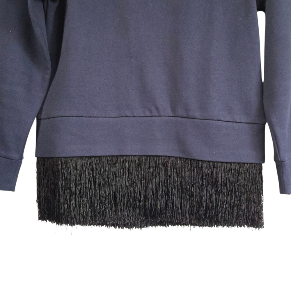J.Crew Navy Sweatshirt with Black Fringe Hem Sz XS - Picture 10 of 10